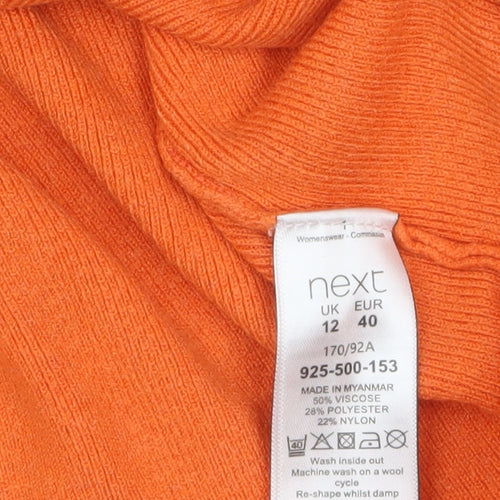 Next Women’s Orange Long Sleeve Square Neck Knitted Jumper Size 12