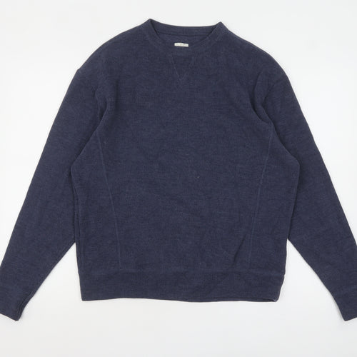 Calvin Klein Jeans Men's Blue Crew Neck Cotton Pullover Jumper Size M