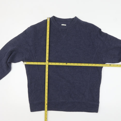 Calvin Klein Jeans Men's Blue Crew Neck Cotton Pullover Jumper Size M