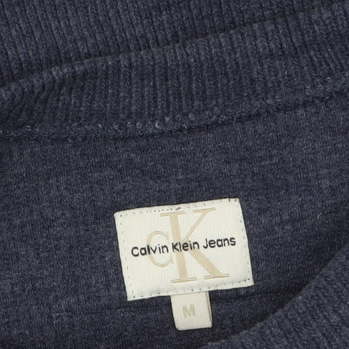 Calvin Klein Jeans Men's Blue Crew Neck Cotton Pullover Jumper Size M