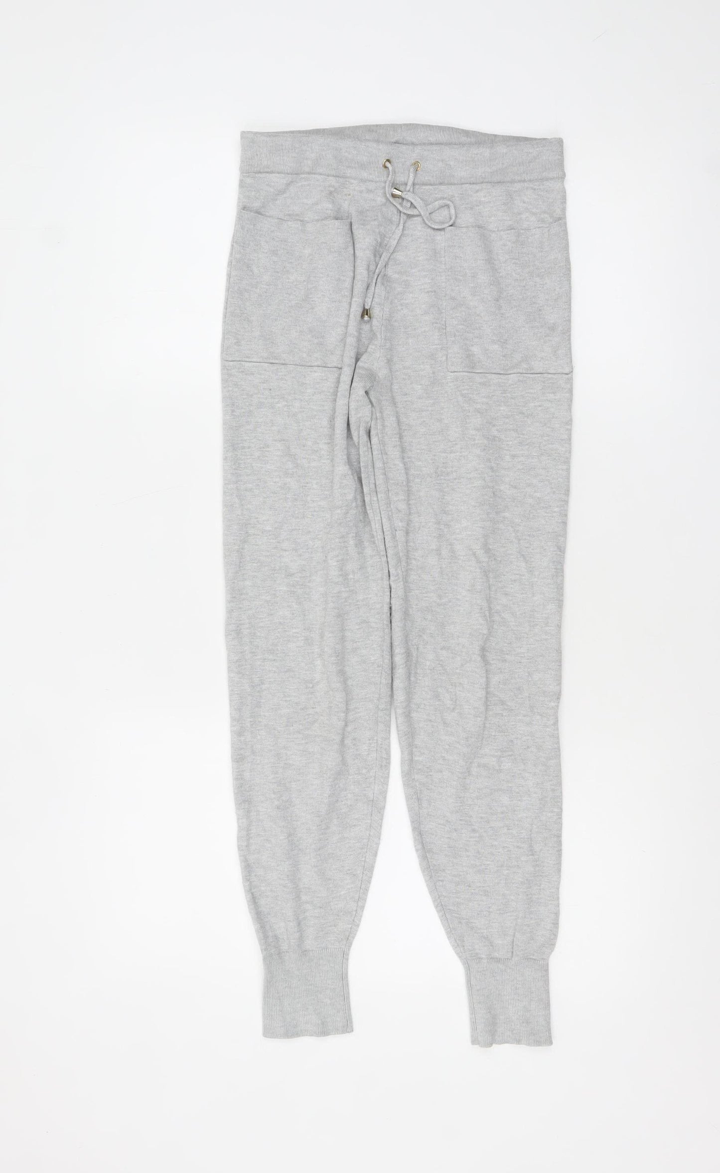 Oasis Women Grey XS Knit Jogger Trousers with Drawstring Waist