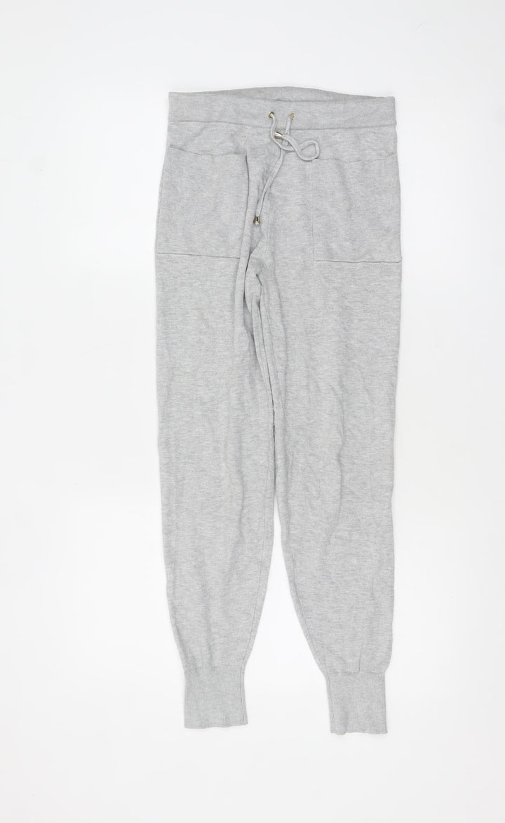 Oasis Women Grey XS Knit Jogger Trousers with Drawstring Waist