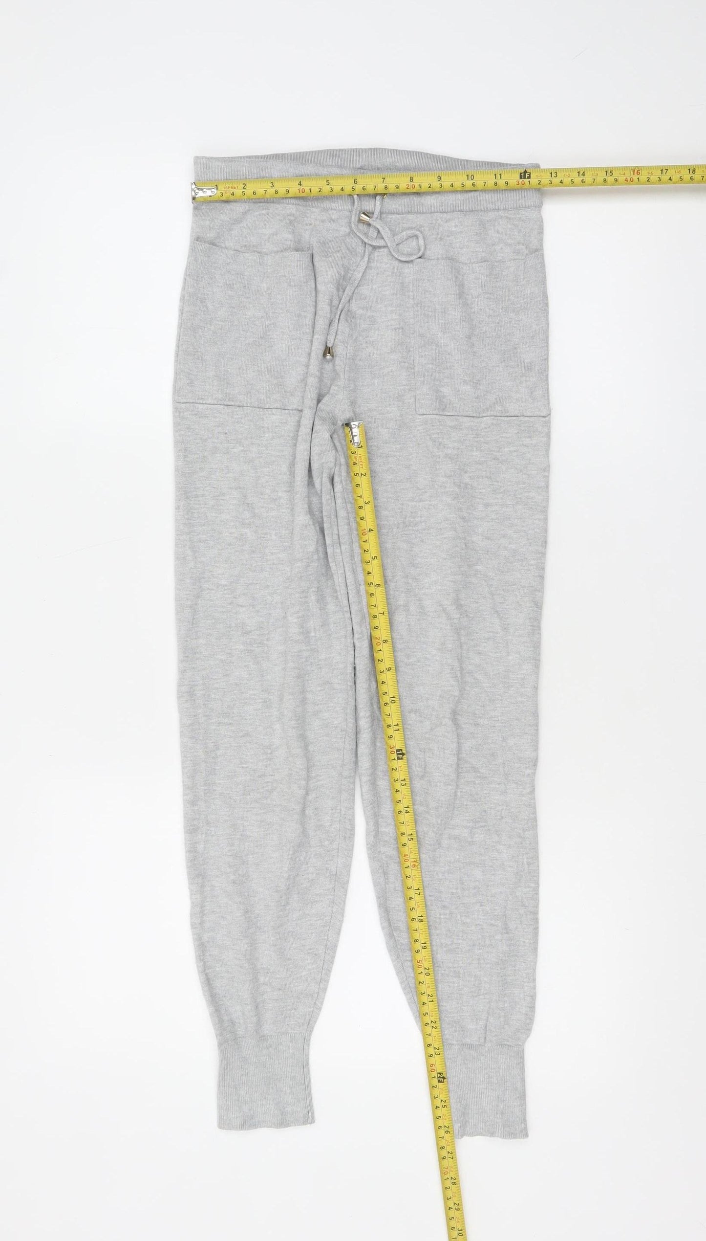 Oasis Women Grey XS Knit Jogger Trousers with Drawstring Waist