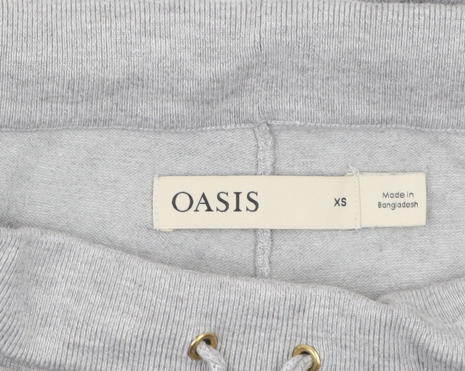 Oasis Women Grey XS Knit Jogger Trousers with Drawstring Waist