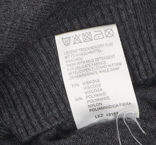 Laura Scott Women's Grey Roll Neck Long Sleeve Knit Jumper Size 16