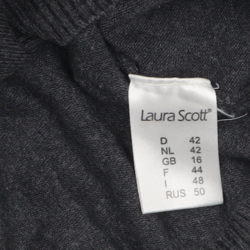 Laura Scott Women's Grey Roll Neck Long Sleeve Knit Jumper Size 16