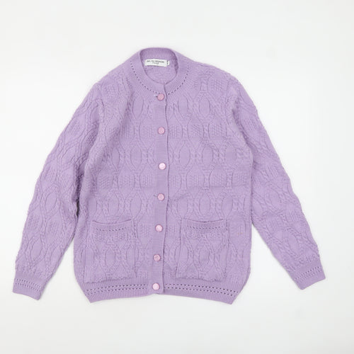 Beaumonde Paris Womens Purple Cable-Knit Cardigan L
