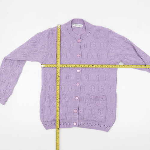 Beaumonde Paris Womens Purple Cable-Knit Cardigan L
