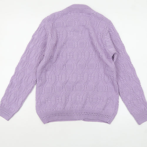 Beaumonde Paris Womens Purple Cable-Knit Cardigan L