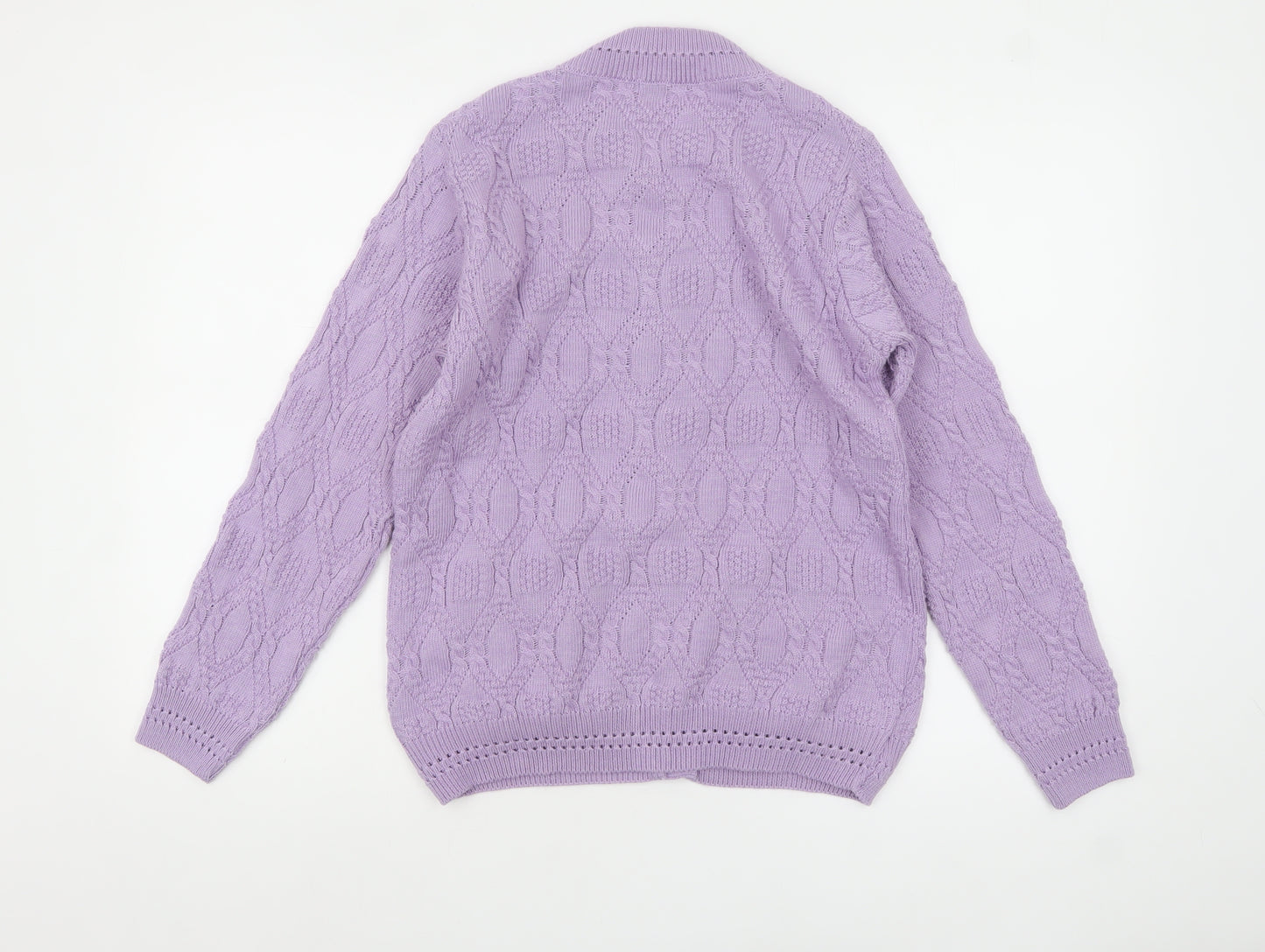 Beaumonde Paris Womens Purple Cable-Knit Cardigan L