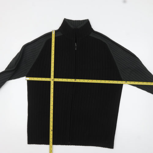 RM's 26 Men's Black 2XL Ribbed Full Zip High Neck Jumper