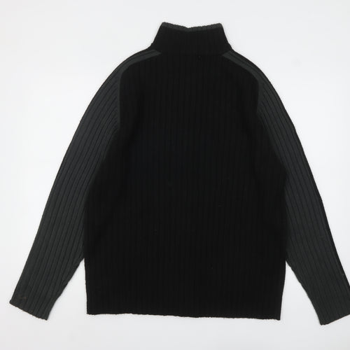 RM's 26 Men's Black 2XL Ribbed Full Zip High Neck Jumper