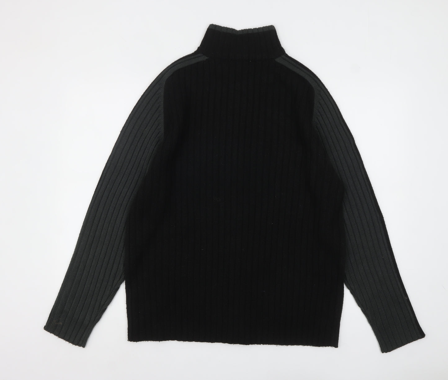 RM's 26 Men's Black 2XL Ribbed Full Zip High Neck Jumper