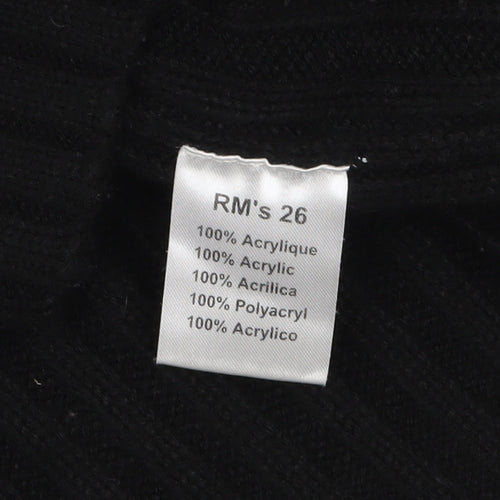 RM's 26 Men's Black 2XL Ribbed Full Zip High Neck Jumper
