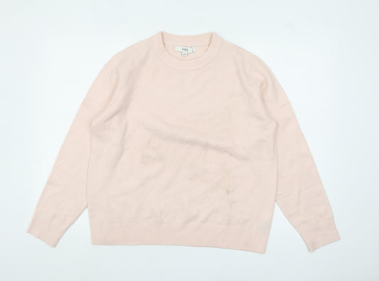 Marks and Spencer Womens Pink Crew Neck Wool Blend Jumper M