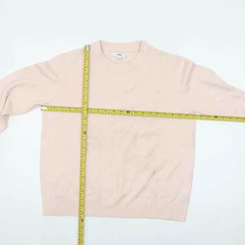 Marks and Spencer Womens Pink Crew Neck Wool Blend Jumper M