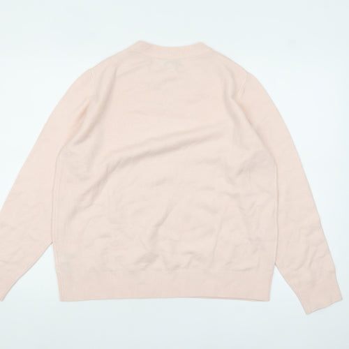 Marks and Spencer Womens Pink Crew Neck Wool Blend Jumper M