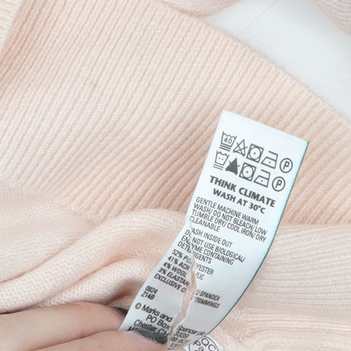 Marks and Spencer Womens Pink Crew Neck Wool Blend Jumper M