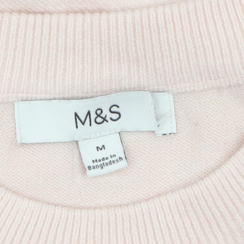 Marks and Spencer Womens Pink Crew Neck Wool Blend Jumper M