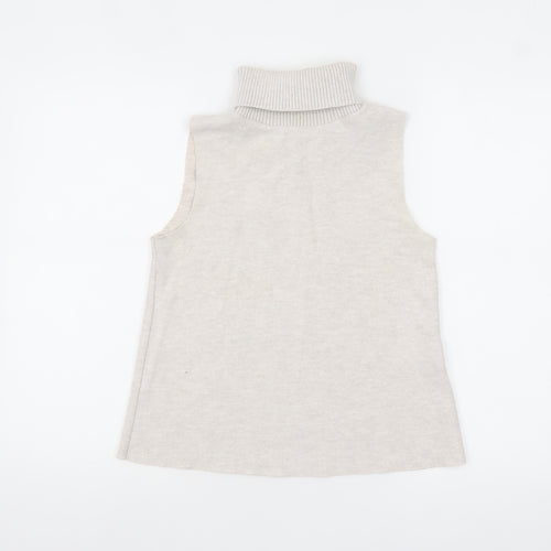Zara Women Beige Sleeveless Roll Neck Knit Tank Top Size S