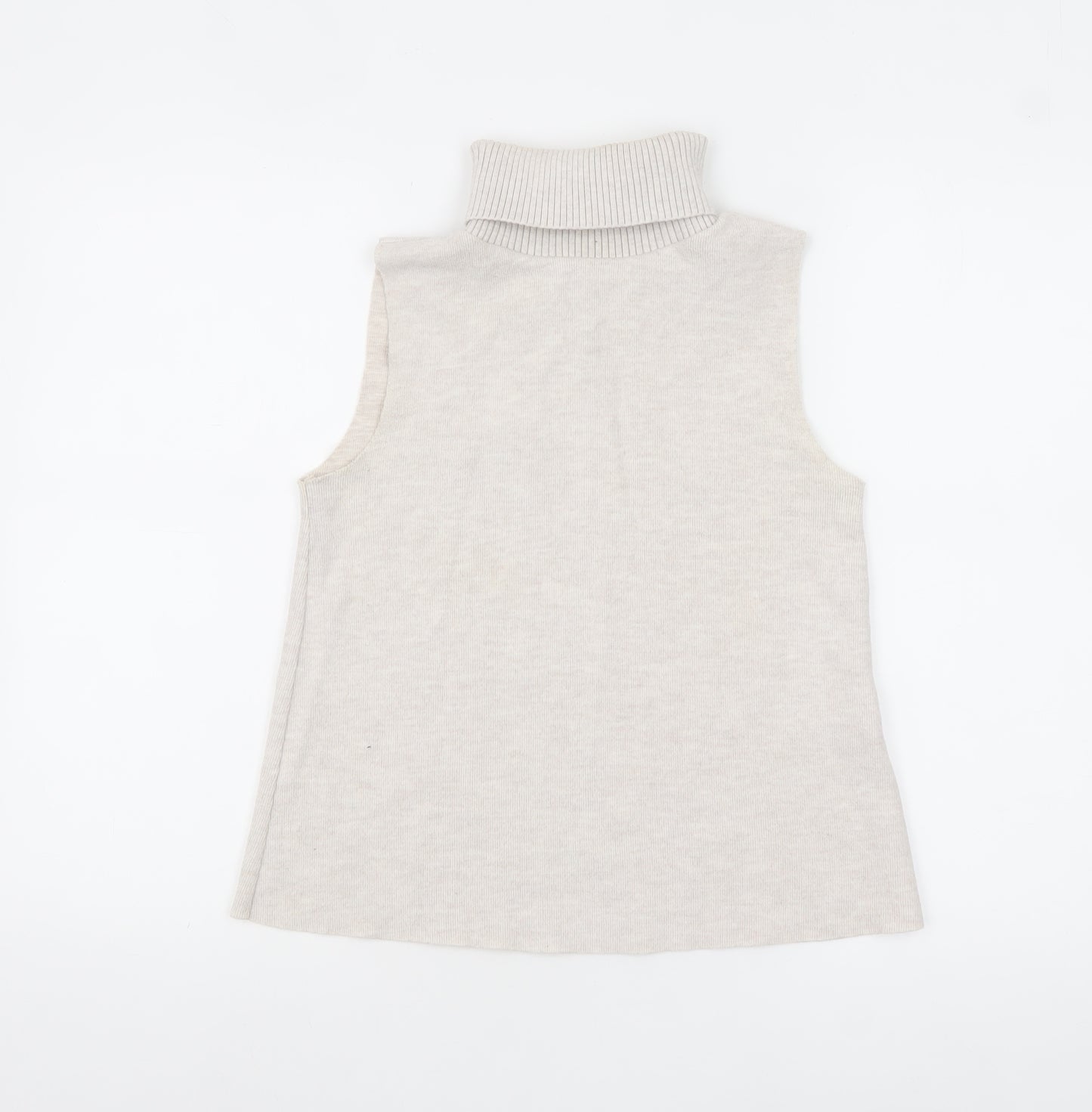 Zara Women Beige Sleeveless Roll Neck Knit Tank Top Size S
