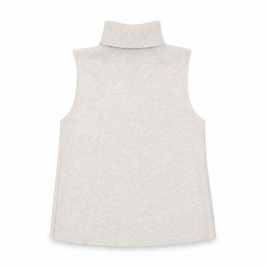 Front view of Zara Women Beige Sleeveless Roll Neck Knit Tank Top, size S