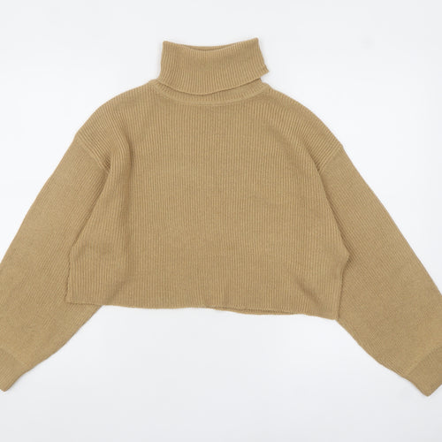 H&M Women Beige Roll Neck Knit Pullover Jumper Size M