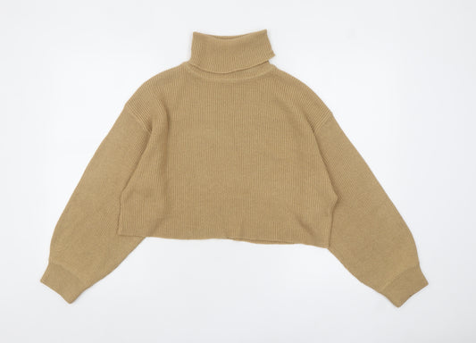 H&M Women Beige Roll Neck Knit Pullover Jumper Size M