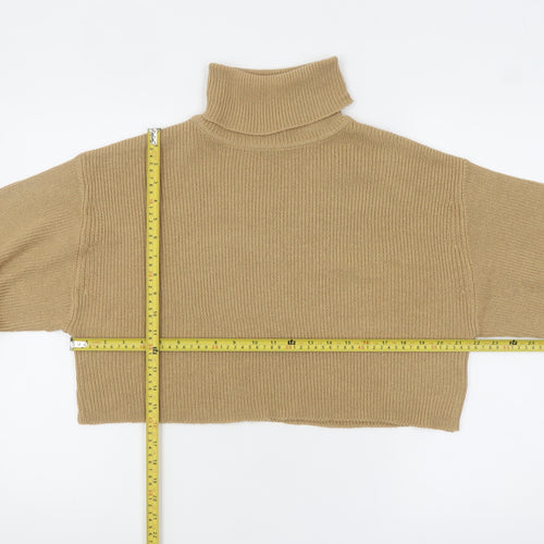 H&M Women Beige Roll Neck Knit Pullover Jumper Size M