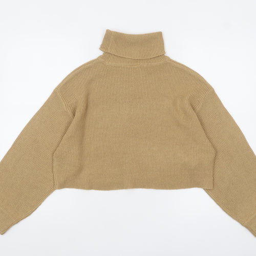 H&M Women Beige Roll Neck Knit Pullover Jumper Size M