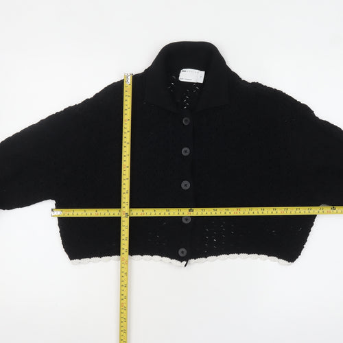 ASOS DESIGN Women Black Cotton Collared Cardigan M UK 12-14