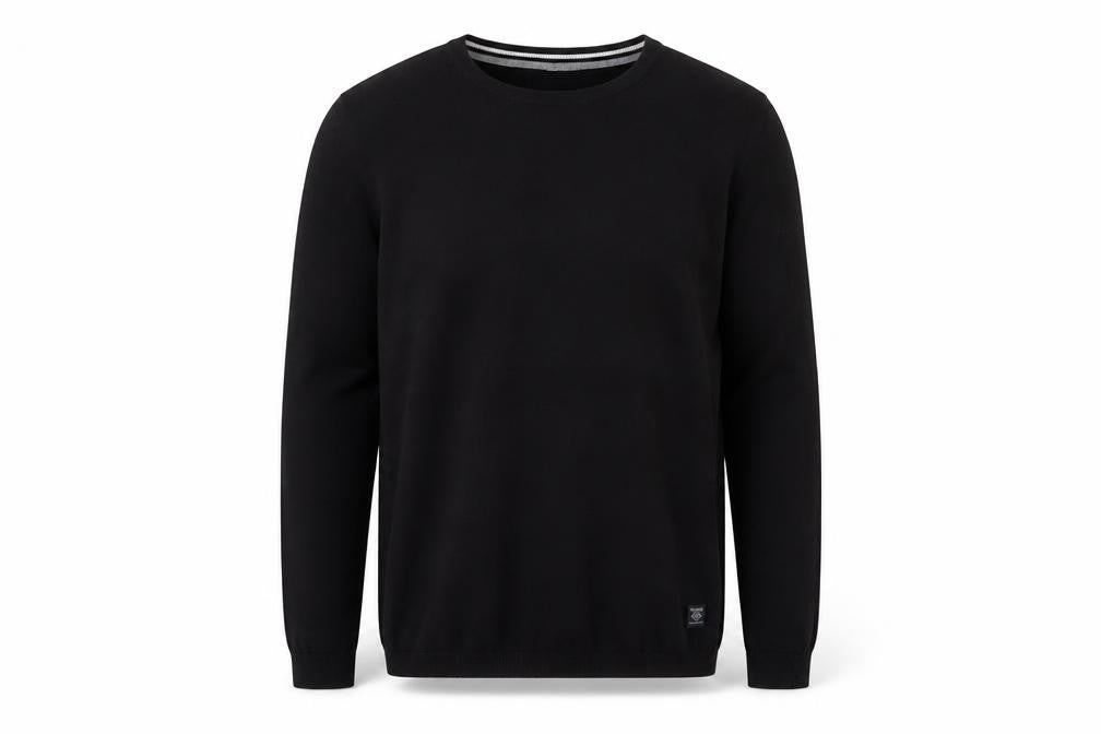 Front view of Pull&Bear Men’s Black Cotton Crew Neck Jumper, size L