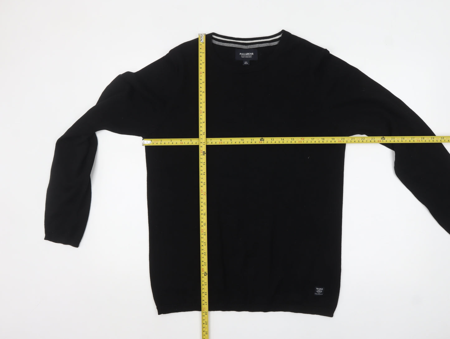 Pull&Bear Men’s Black Cotton Crew Neck Jumper Size L