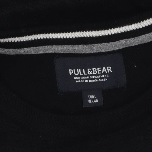 Pull&Bear Men’s Black Cotton Crew Neck Jumper Size L