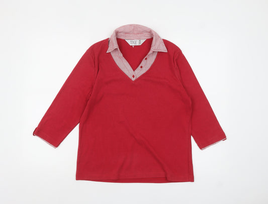Tigi Wear Women's Red Collared 3/4 Sleeve Blouse Size 14