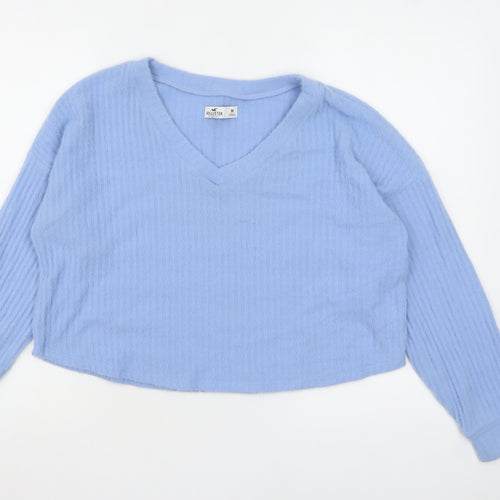 Hollister Women Blue Knit V-Neck Pullover Jumper M