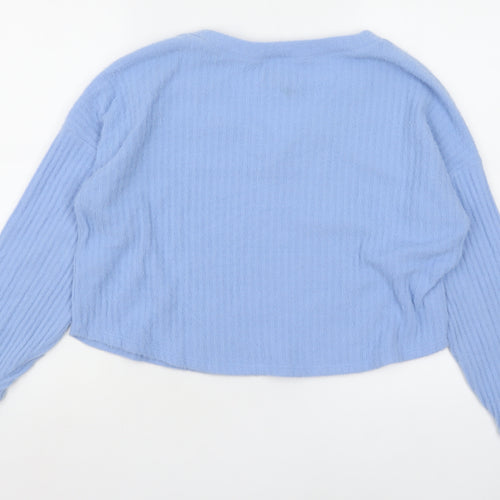 Hollister Women Blue Knit V-Neck Pullover Jumper M