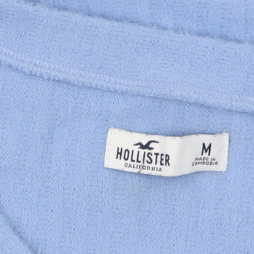 Hollister Women Blue Knit V-Neck Pullover Jumper M