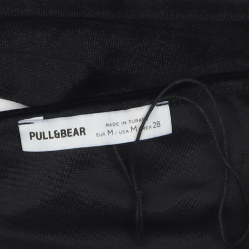 Pull&Bear Women's Black Velvet Cropped Long Sleeve Blouse Size 12