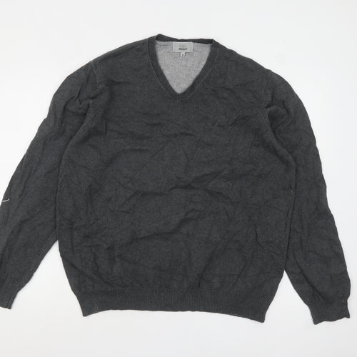 Marks and Spencer Men's Grey XL V-Neck Cotton Jumper Regular Fit