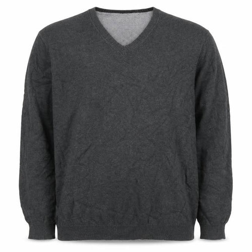 Marks and Spencer Men's Grey XL V-Neck Cotton Jumper Regular Fit