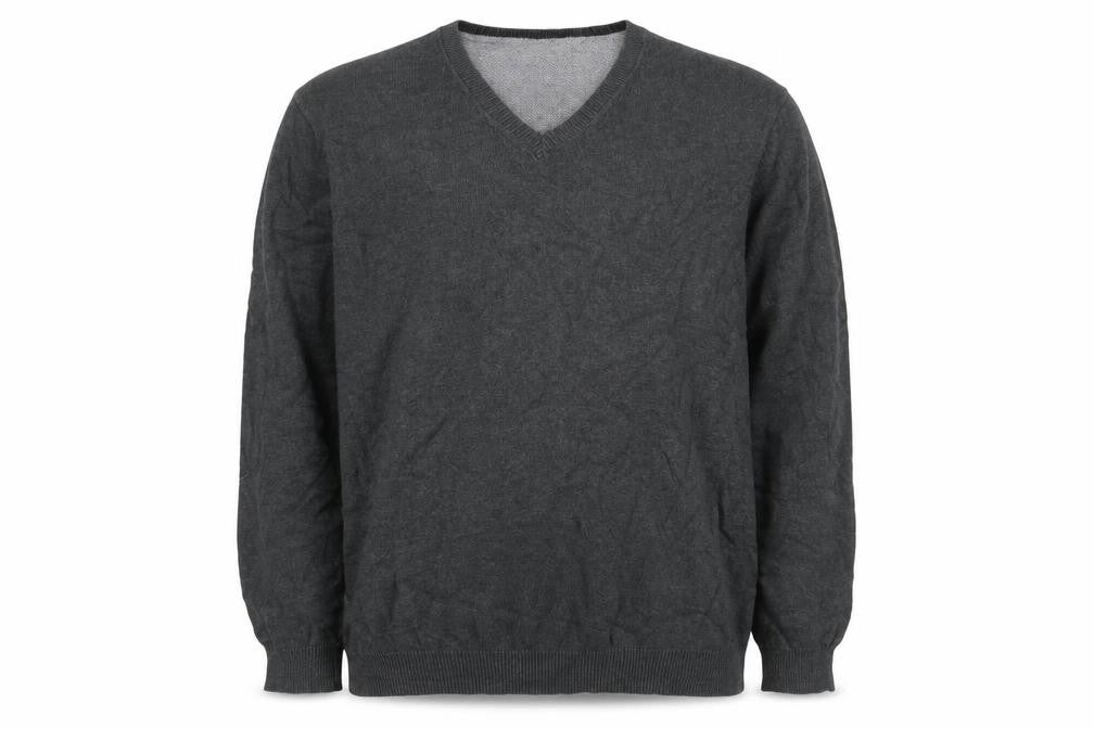 Marks and Spencer Men's Grey XL V-Neck Cotton Jumper Regular Fit