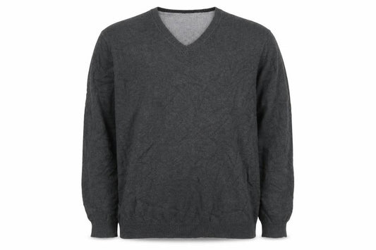 Marks & Spencer Men's Grey XL V-Neck Cotton Jumper Regular Fit