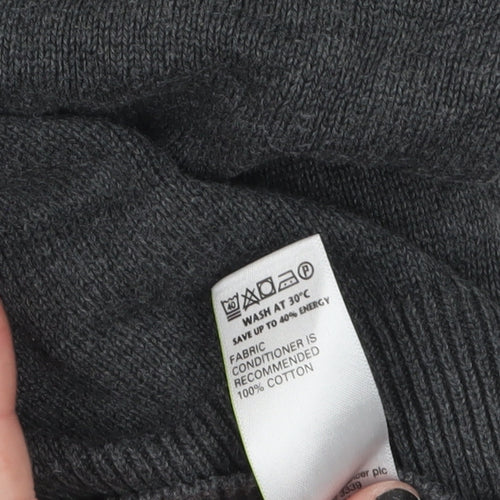 Marks and Spencer Men's Grey XL V-Neck Cotton Jumper Regular Fit