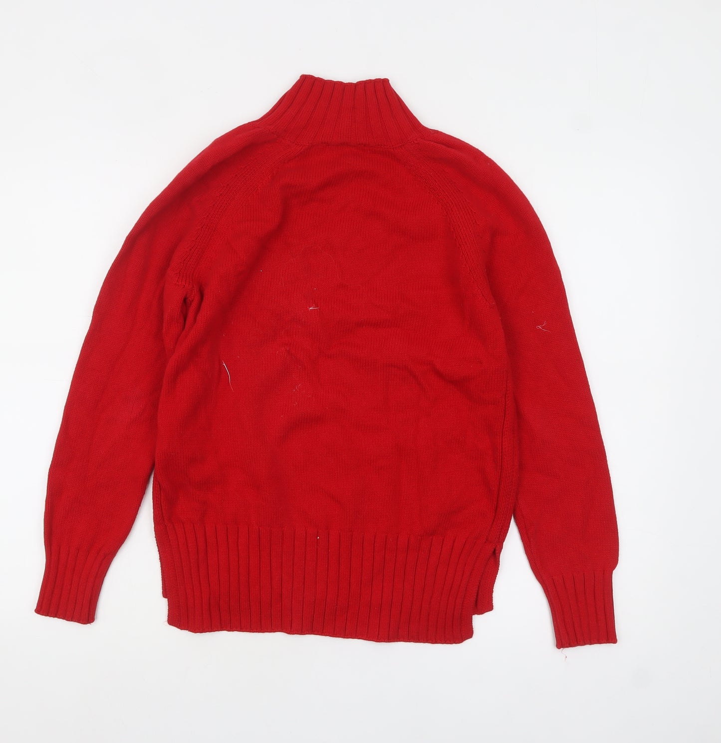 Hobbs Women Red High Neck Button Detail Cotton Jumper XS