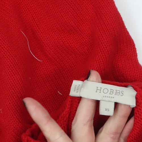 Hobbs Women Red High Neck Button Detail Cotton Jumper XS