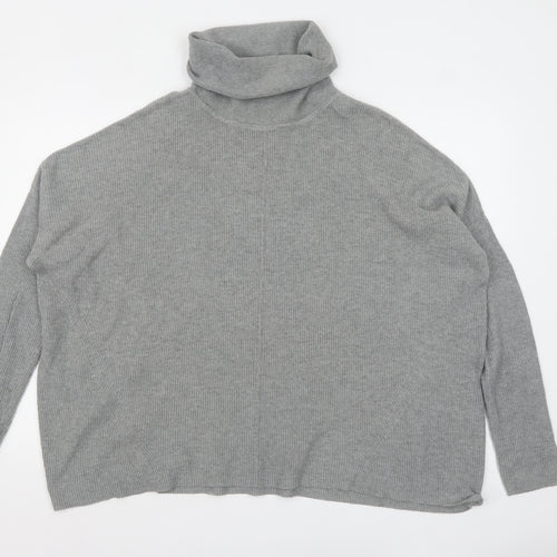 Warehouse Women Grey Roll Neck Long Sleeve Knit Jumper Size 12