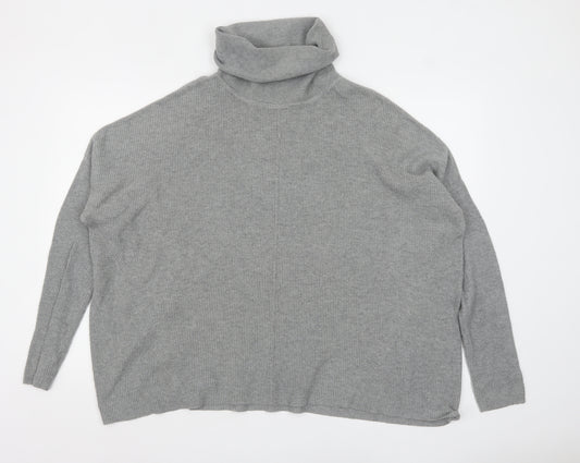 Warehouse Women Grey Roll Neck Long Sleeve Knit Jumper Size 12