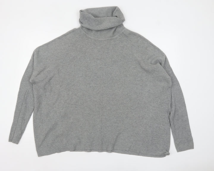 Warehouse Women Grey Roll Neck Long Sleeve Knit Jumper Size 12