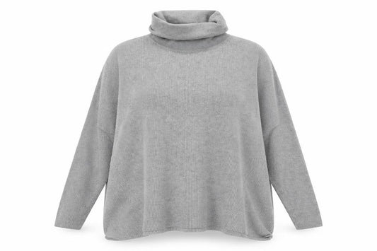 Front view of Warehouse Women Grey Roll Neck Long Sleeve Knit Jumper, size 12